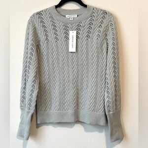 NWT Amour Vert Mint Green Crew Neck Sweater with Chevron Knit